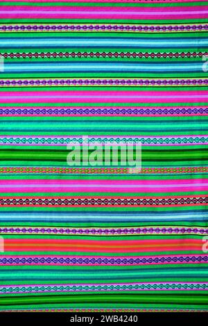 Amazing Peruvian Traditional Textile in Colorful Horizontal Strips Stock Photo