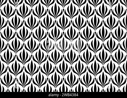 Floral seamless pattern. Retro stylish geometric texture background with Art Nouveau tiles. Vector geometric decorative leaves texture isolated Stock Vector