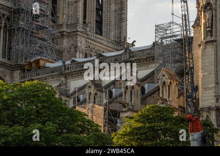 Paris-France 31 may 2019 - Renovation of cathedral Notre Dame in Paris right after fire. Stock Photo