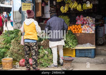 Kathmandu, Nepal- April 20,2019 : Vegetables trader on the street of Kathmandu. Stock Photo