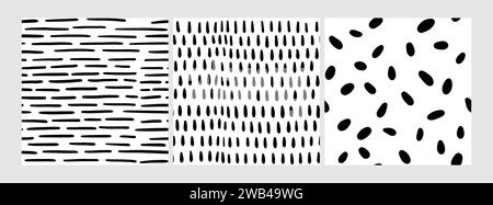 Small dash patterns set. Seamless minimal dash pattern, small elements. Stock Vector