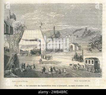 Manchester Inventions Steam locomotives between Liverpool and Manchester in 1831, England ...