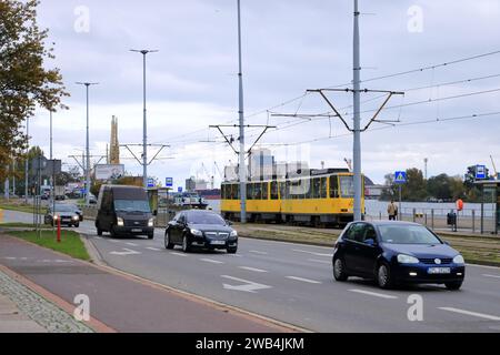 October 28 2023 - Stettin, Szczecin in Poland: modern tram in the center of the City Stock Photo