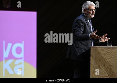 Brussels, Belgium. 08th Jan, 2024. Voka chairman Rudy Provoost pictured during the new year's reception of VOKA (Vlaams Netwerk van ondernemingen, Flemish netwerk of companies) with the launch of the VOKA federal and Flemish election memorandum, Monday 08 January 2024 in Brussels. BELGA PHOTO DIRK WAEM Credit: Belga News Agency/Alamy Live News Stock Photo