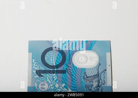 Australian currency, polymer notes, and coins featuring Australian animals on the front side and Queen Elizabeth ii on the back side! Stock Photo