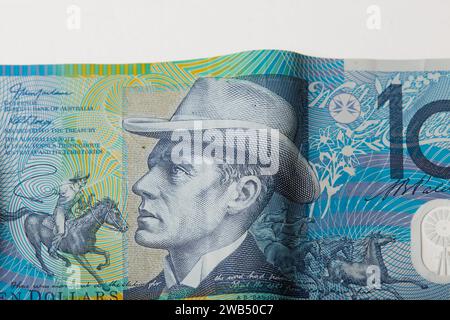 Australian currency, polymer notes, and coins featuring Australian animals on the front side and Queen Elizabeth ii on the back side! Stock Photo