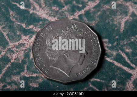 Australian currency, polymer notes, and coins featuring Australian animals on the front side and Queen Elizabeth ii on the back side! Stock Photo