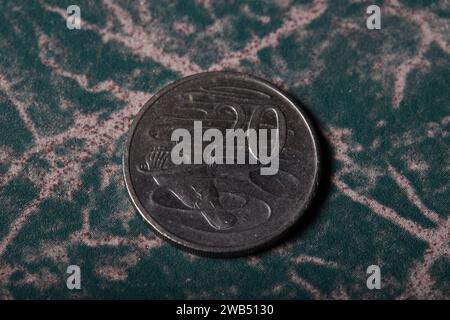 Australian currency, polymer notes, and coins featuring Australian animals on the front side and Queen Elizabeth ii on the back side! Stock Photo