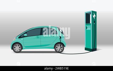 electric car design elements charging stations. Stock Vector