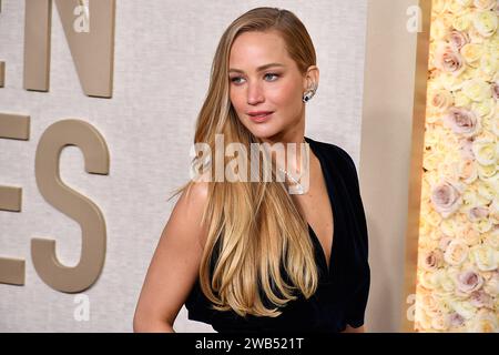 Jennifer Lawrence at the 81st Golden Globe Awards held at the Beverly ...