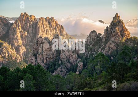 Mountains near Bocca Di Monte Bracciutu between I Paliri and Conca, GR20, Corsica, France Stock Photo