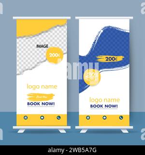 travel rollup banner template design. Stock Vector