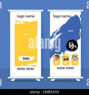 travel rollup banner template design. Stock Vector