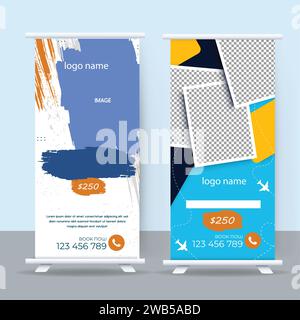 travel rollup banner template design. Stock Vector