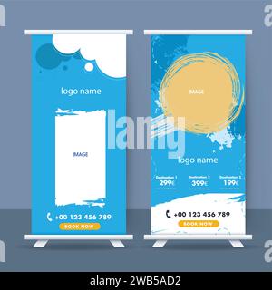 travel rollup banner template design. Stock Vector