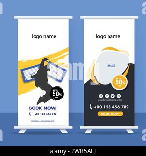 travel rollup banner template design. Stock Vector