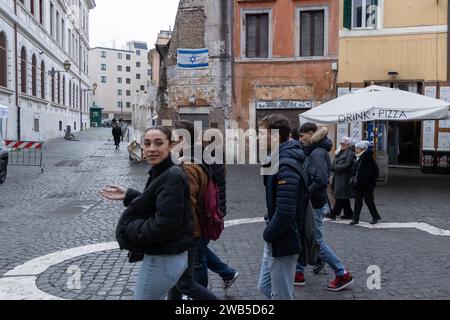 Rome, Italy. 08th Jan, 2024. Students walk in the Ghetto district of Rome (Photo by Matteo Nardone/Pacific Press) Credit: Pacific Press Media Production Corp./Alamy Live News Stock Photo