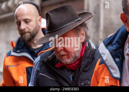 Rome, Italy. 08th Jan, 2024. German artist Gunter Demnig, creator of the 'Stolpersteine' project (Photo by Matteo Nardone/Pacific Press/Sipa USA) Credit: Sipa USA/Alamy Live News Stock Photo