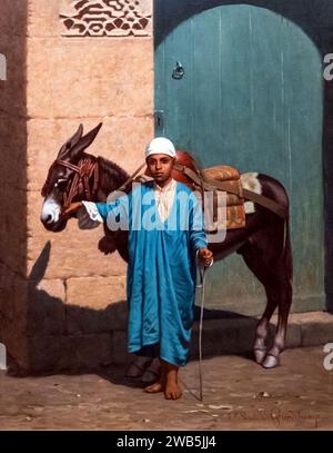 (Narbonne) Enfant et son âne - Louis Émile Pinel de Grandchamp Stock Photo