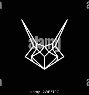 A design featuring a mantis head created with lines for a 3D effect. Stock Vector
