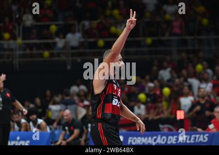 Rio De Janeiro, Brazil. 08th Jan, 2024. Flamengo x Vasco for the new basketball Brazil (NBB), held at Maracanãzinho, on Monday night (8), in Rio de Janeiro, RJ. Credit: Celso Pupo/FotoArena/Alamy Live News Stock Photo