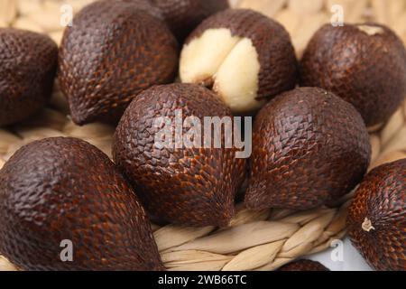 Many fresh salak fruits on table, closeup Stock Photo