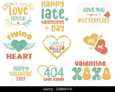Collection of Happy Valentine's Day sublimation bundle design Stock Vector