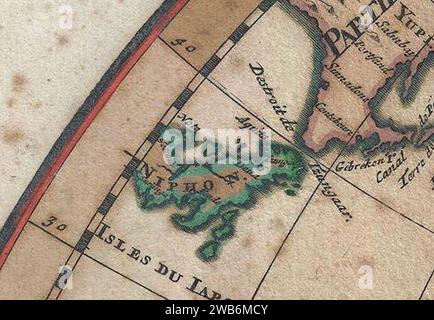 Sanson Map of the World on Hemisphere Projection — Detail bottom center ...