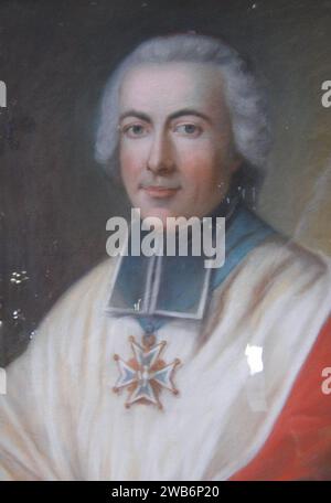 1770 portrait of the ''Cardinal de Rochechouart'' (Jean François Joseph de Rochechouart) by an unknown artist. Stock Photo