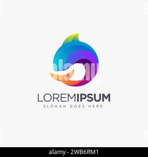 Modern geometric golden ratio Shark logo icon vector template on white background Stock Vector