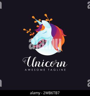Modern colorful unicorn logo vector Stock Vector