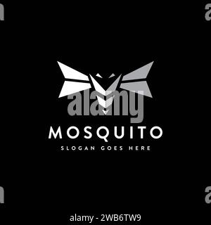 Modern abstract flying mosquito logo icon vector template on black background Stock Vector