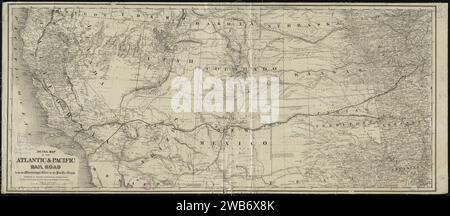 1860s Detail map of the Atlantic & Pacific Rail Road from the Mississippi River to the Pacific Ocean, by G.W. & C.B. Colton & Co, Stock Photo