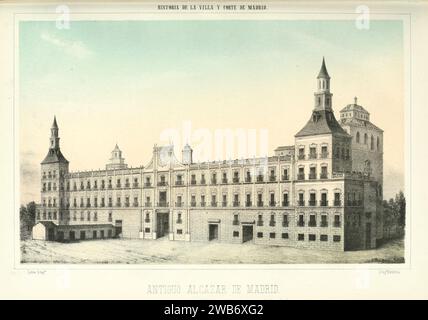 1863, Historia de la Villa y Corte de Madrid, vol. 3, Antiguo alcázar de Madrid. Stock Photo
