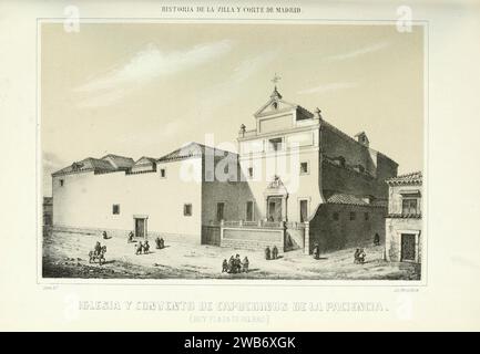 1863, Historia de la Villa y Corte de Madrid, vol. 3, Iglesia y convento de Capuchinos de la Paciencia. Stock Photo