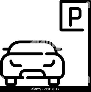 Car parking spot. Pixel perfect, editable stroke icon Stock Vector