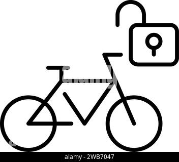 Unlocking rental bicycle. Pixel perfect, editable stroke icon Stock Vector