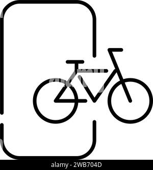 Bicycle renting app. Pixel perfect, editable stroke icon Stock Vector