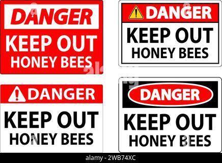 Danger Sign Keep Out - Honey Bees Stock Vector