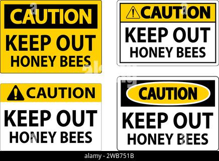 Caution Sign Keep Out - Honey Bees Stock Vector