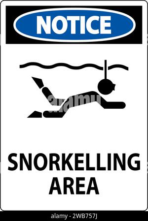 Water Safety Sign Notice -Snorkeling Area Stock Vector