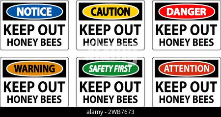 Caution Sign Keep Out - Honey Bees Stock Vector