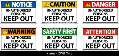 Caution Sign Unauthorized Persons Keep Out Stock Vector