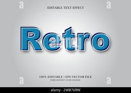 Retro, Editable text Effect with 3d vector design Stock Vector