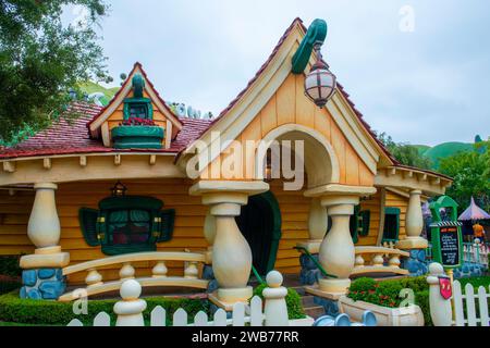 Mickey's House at Toontown in Disneyland Park in Anaheim, California CA, USA. Stock Photo