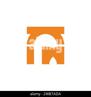 letter rm building post simple geometric logo vector Stock Vector