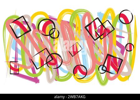 grunge colorful square round frame linked background wallpaper vector Stock Vector