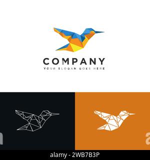 Modern Low poly Bird Logo Icon template set Stock Vector