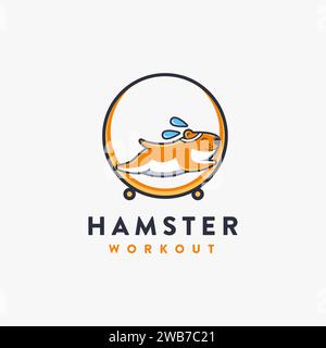 Hamster workout cartoon mascot logo Stock Vector