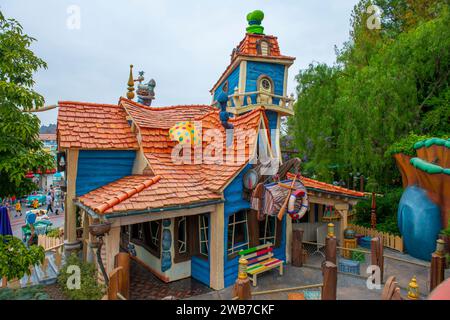 Goofy's house at Toontown in Disneyland Park in Anaheim, California CA, USA. Stock Photo